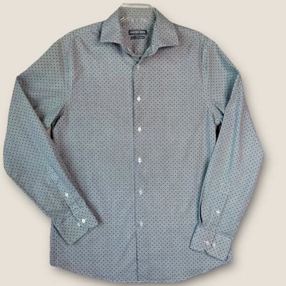 Geoffrey Beene Long Sleeve Button Up Slim Fit Shirt Stretch Mens M Dotted Gray - Picture 1 of 10